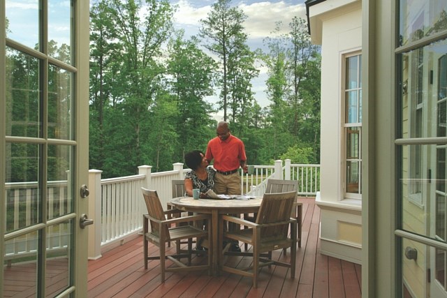 Couple enjoying spring on their patio