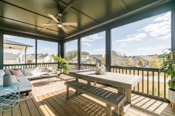 Screened in porch of home