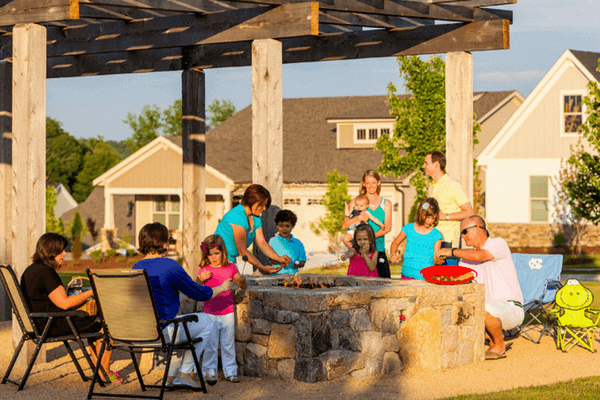 gathering around the firepit