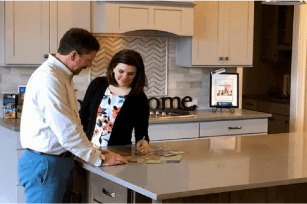 couple looking at information