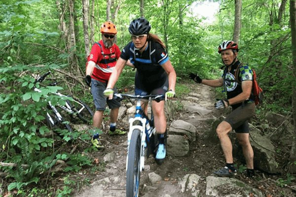 Mountain bikers along trail near Briar Chapel