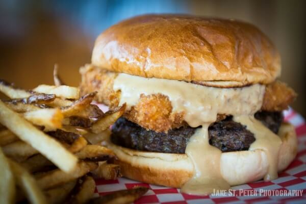 Juicy burger and fries