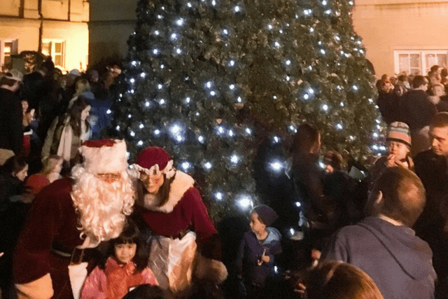 Christmas tree lighting with Santa