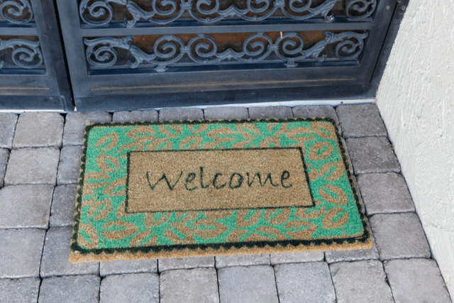 Welcome mat at front door