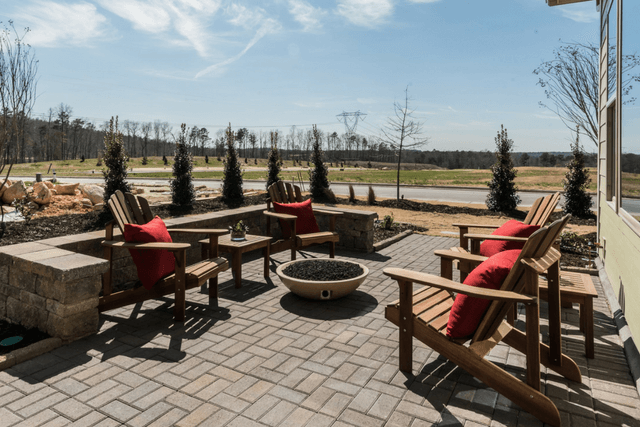 outdoor living space with firepit