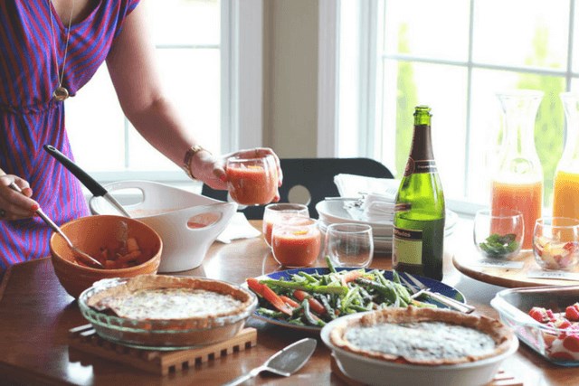 Table of food ready to serve