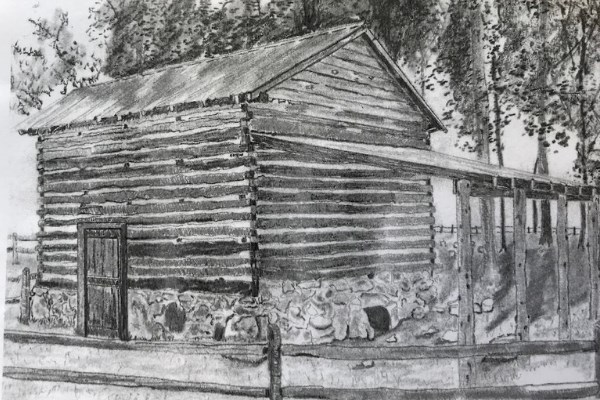 Historic tobacco barn black and white image