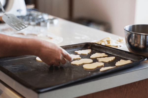 baking pan of sugar cookies
