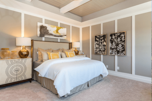 bedroom with tall ceilings