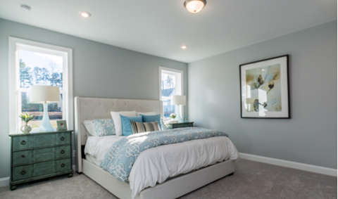 Bedroom in pastel-minimalist trend