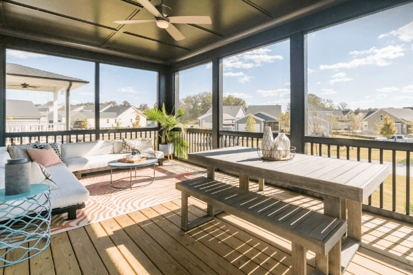 Covered porch and back yard