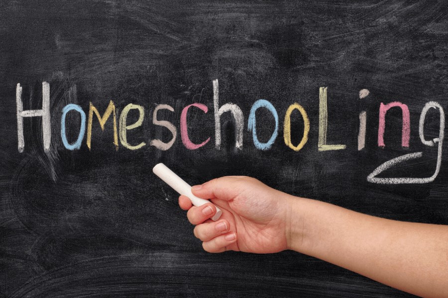Homeschooling spelled out on chalkboard
