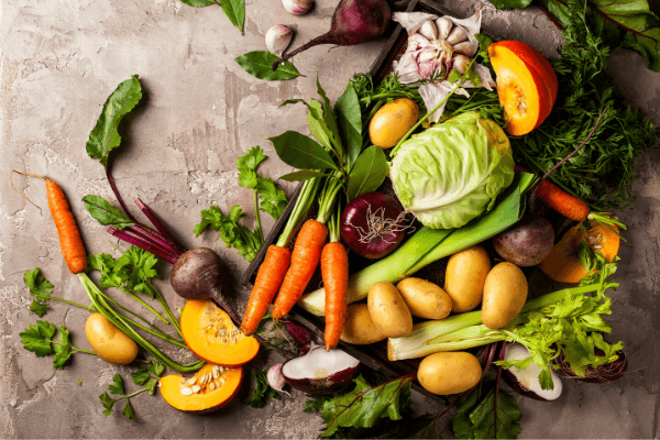 harvest of vegetables