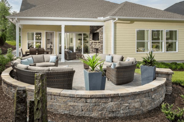 outdoor patio, model home in Briar Chapel