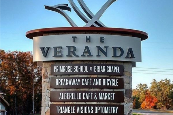 Entrance sign for the Veranda