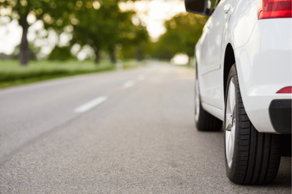 car driving along road