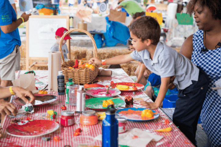 family enjoying picnic